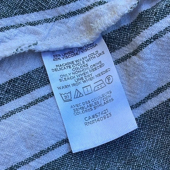 Loft Striped Ruffle Shoulder Linen Blend Shell Tank - Picture 8 of 8